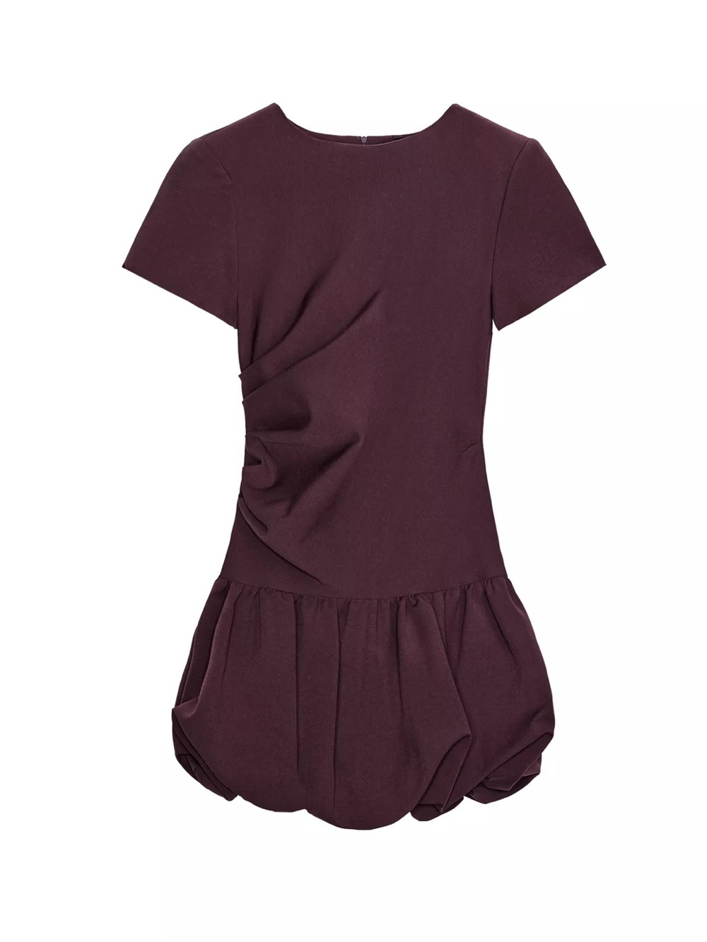 Zara puff burgundy short mini dress